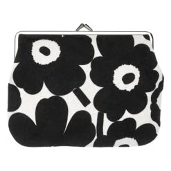 Marimekko Mini Unikko Puolikas Kukkaro, Valkoinen - Musta