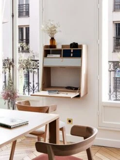 Hartô Gaston Seinälipasto, 60 Cm, Pähkinä - Messinki - Petrooli -Terassitalo Kauppa 12010721058 GASTON SECRETAIRE MURAL 60 cm Chne gris clair et gris ardoise PHOTOS DAMBIANCE 1 1