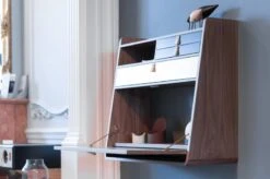 Hartô Gaston Seinälipasto, 80 Cm, Tammi - Vaaleanharmaa - Tummanharmaa -Terassitalo Kauppa 12010722592 GASTON SECRETAIRE MURAL 80 cm Noyer laiton brosse et bleu petrole PHOTOS DAMBIANCE 6