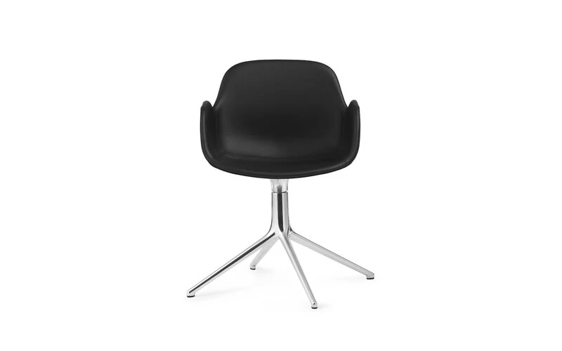 Normann Copenhagen Form Swivel 4L Käsinojallinen Tuoli, Alumiini-musta Nahka Ultra - Image 2