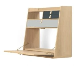 Hartô Gaston Seinälipasto, 80 Cm, Tammi - Vaaleanharmaa - Tummanharmaa -Terassitalo Kauppa GASTON80 3 4 LightGrey SlateGrey Opened