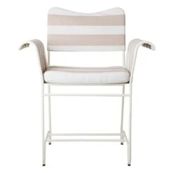 GUBI Tropique Tuoli, Valkoinen - Leslie Stripe 40 -Terassitalo Kauppa Gubi 2023 FRT Tropique Dining Chair White Frame Leslie Stripe 40