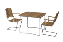 Grythyttan Stålmöbler Nojatuoli A2, Galvanoitu Teräs - öljytty Tammi -Terassitalo Kauppa Klassikerserien bord B31 84 A2 ek oljad