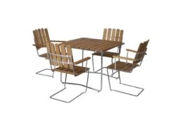 Grythyttan Stålmöbler Nojatuoli A2, Galvanoitu Teräs - Tiikki -Terassitalo Kauppa Klassikerserien bord B31 84 A2 teak obehandlad 2