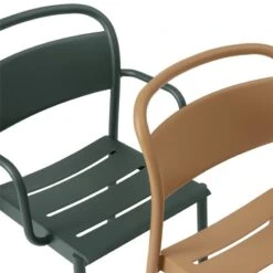 Muuto Linear Steel Tuoli, Poltettu Oranssi -Terassitalo Kauppa Linear steel armchair side chair dark green burnt orange detail Muuto 5000x5000 hi res 150