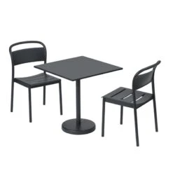 Muuto Linear Steel Tuoli, Musta -Terassitalo Kauppa Linear steel side chair cafe table 70x70 h73 black Muuto 5000x5000 hi res 150