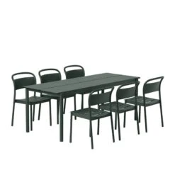 Muuto Linear Steel Tuoli, Tummanvihreä -Terassitalo Kauppa Linear steel table 200 side chairs dark green group muuto 5000x5000 hi res 150
