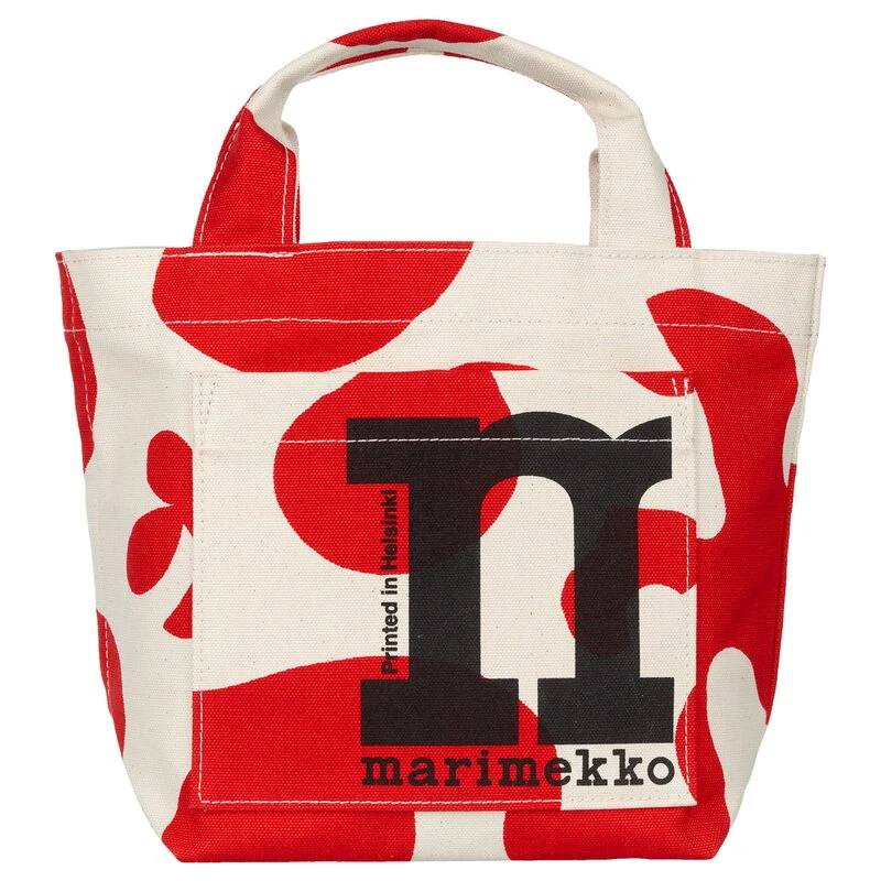 Marimekko Mono Mini Tote Pulloposti Laukku, Puuvilla - Punainen 3 Marimekko Mono Mini Tote Pulloposti Laukku, Puuvilla - Punainen