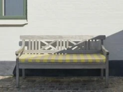 Skagerak Drachmann Penkki 165 Cm, Tiikki -Terassitalo Kauppa S1040510 1960224 Drachmann Bench 165 and Cushion Lemon Sand stripes M