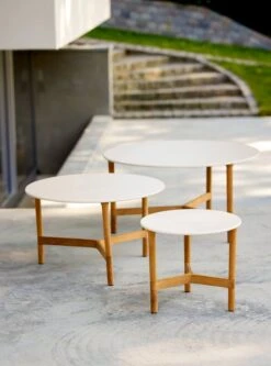 Cane-line Twist Sohvapöytä, Halk. 90 Cm, Tiikki - Travertine Look -Terassitalo Kauppa Twist coffee table 2