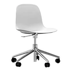 Normann Copenhagen Form Swivel 5W Gaslift Työtuoli, Valkoinen - Alumiini