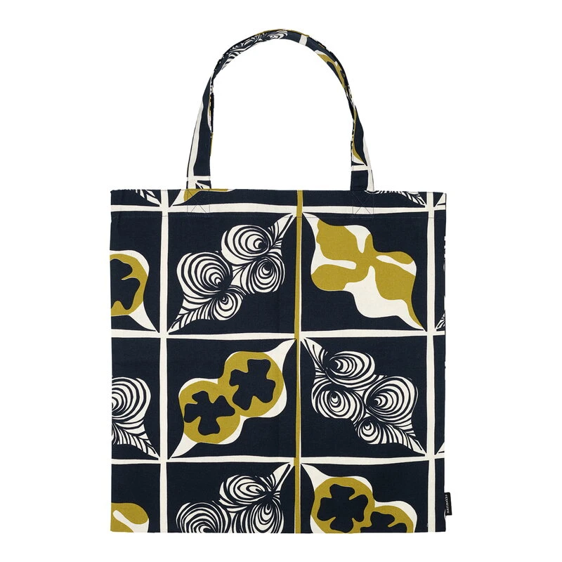 Marimekko Pieni Rukinlapa Kassi, Tummansininen - Oliivi - Puuvilla 3 Marimekko Pieni Rukinlapa Kassi, Tummansininen - Oliivi - Puuvilla