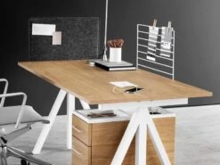 String Furniture String Works Korkeussäädettävä Pöytä 140 Cm, Tammi -Terassitalo Kauppa string works workspace mobilestorageunits oak landscape